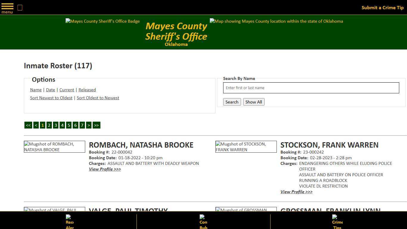 Inmate Roster - Current Inmates Booking Date Ascending - Mayes County, OK Sheriff