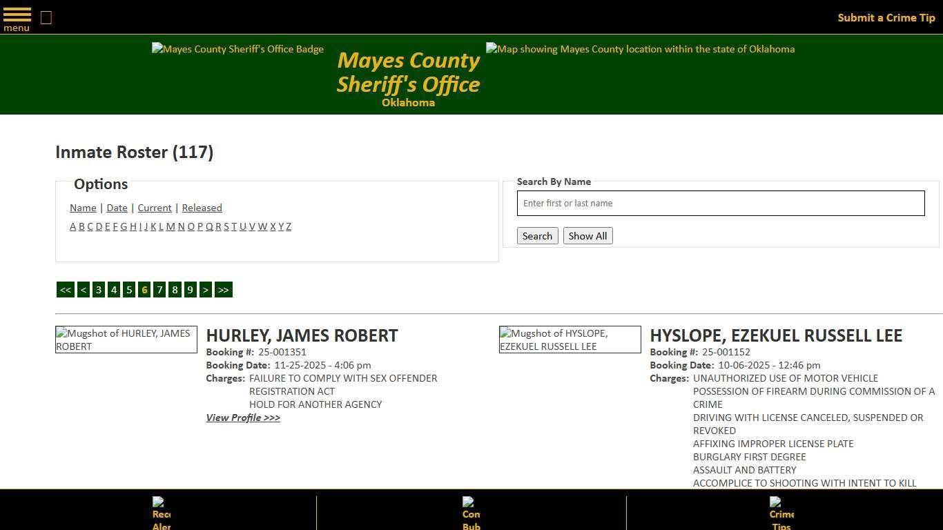 Inmate Roster - Page 6 Current Inmates - Mayes County, OK Sheriff