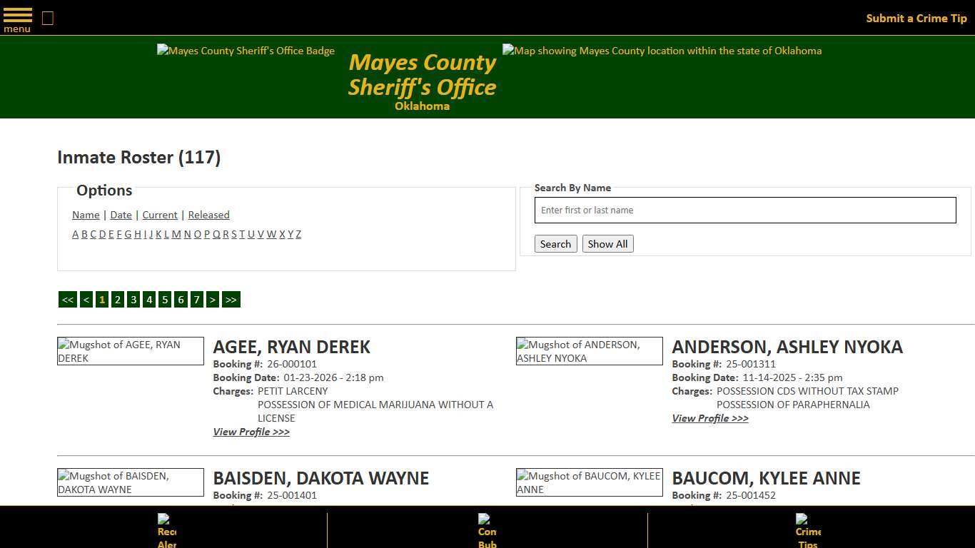 Inmate Roster - Current Inmates - Mayes County, OK Sheriff